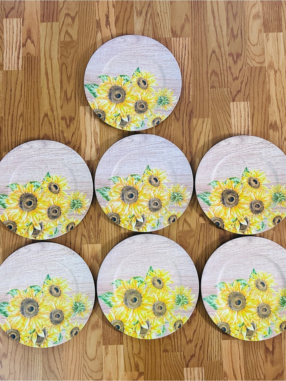 Rustic Poly Faux Wood Sunflower Charger Plate 13" Fall Spring Summer Table Lot